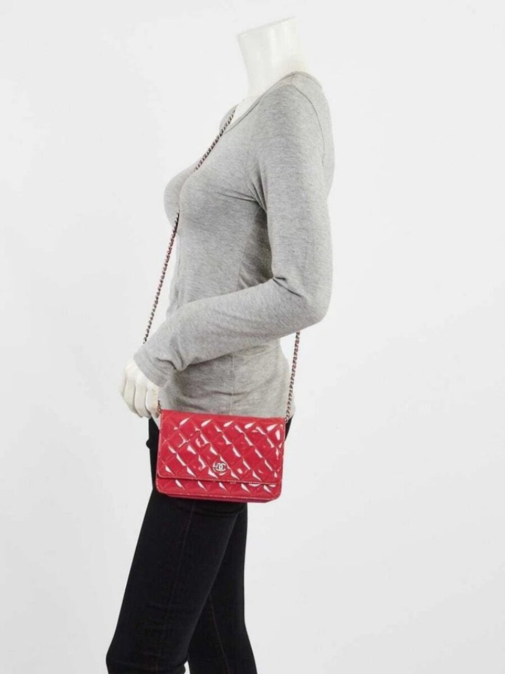 Chanel Pink Quilted Patent Leather Classic WOC Clutch Bag